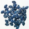 50 12mm Satin Dark Blue & Black Tortoise Glass Leaf Beads